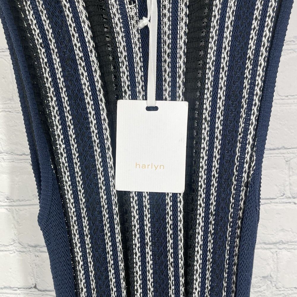 Harlyn Fit and Flare Dress Women’s Medium Navy Blue Sleeveless Open Knit Fit NWT - Picture 12 of 16